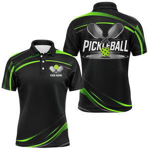 Black And Green Custom Mens Pickleball Shirts, Personalized Pickleball Jerseys IPHW6943
