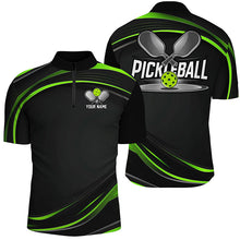 Load image into Gallery viewer, Black And Green Custom Mens Pickleball Shirts, Personalized Pickleball Jerseys IPHW6943
