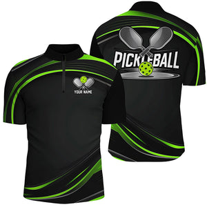 Black And Green Custom Mens Pickleball Shirts, Personalized Pickleball Jerseys IPHW6943