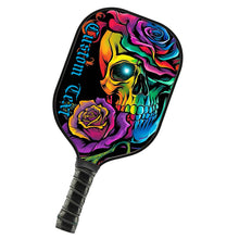 Load image into Gallery viewer, Colorful Skull And Rose Flowers Custom Pickleball Paddle, Halloween Pickleball Gifts Skull Pickleball Paddles IPHW7494