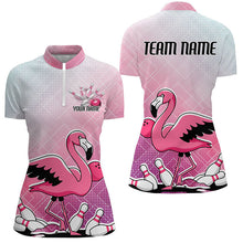 Load image into Gallery viewer, Pink And Purple Pastel Custom Funny Flamingo Ladies Bowling Shirt, Cute Bowling Team Uniform IPHW7732