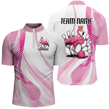 Load image into Gallery viewer, White And Pink Cute Flamingo Custom Bowling Shirts For Men, Flamingo Bowling Team Uniform IPHW7734