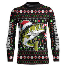 Load image into Gallery viewer, Custom Christmas Largemouth Bass Fishing Shirts, Bass Candy Cane Hook Xmas Fishing Gifts IPHW7973