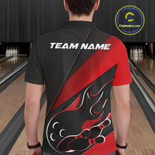Load image into Gallery viewer, Custom Black And Red Flame Bowling Men Polo Shirt, Team Bowling League Shirt IPHW10254