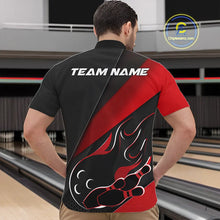 Load image into Gallery viewer, Custom Black And Red Flame Bowling Men Quarter-Zip Shirt, Team Bowling League Shirt IPHW10254