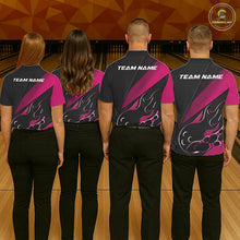 Load image into Gallery viewer, Custom Black And Pink Flame Bowling Men Polo Shirt, Team Bowling League Shirt IPHW10256