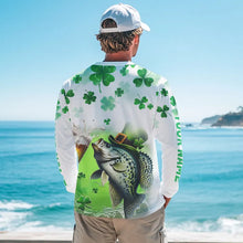 Load image into Gallery viewer, Custom St Patrick's Day Shamprock Crappie Long Sleeve Tournament Fishing Shirts IPHW8388