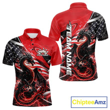 Load image into Gallery viewer, Custom Red Thunder Lightning Patriotic Dragon Bowling Shirts, Freedom US Flag Bowling Jerseys Bowlers Outfit IPHW10480