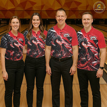 Load image into Gallery viewer, Custom Red Thunder Lightning Patriotic Dragon Bowling Shirts, Freedom US Flag Bowling Jerseys Bowlers Outfit IPHW10480