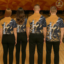 Load image into Gallery viewer, Custom Yellow Thunder Lightning Patriotic Dragon Bowling Shirts, Freedom US Flag Bowling Jerseys Bowlers Outfit IPHW10483