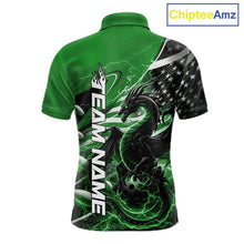 Load image into Gallery viewer, Custom Green Thunder Lightning Patriotic Dragon Bowling Shirts, Freedom US Flag Bowling Jerseys Bowlers Outfit IPHW10484