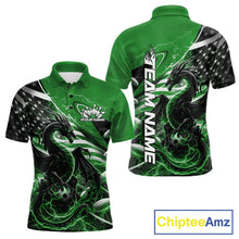Load image into Gallery viewer, Custom Green Thunder Lightning Patriotic Dragon Bowling Shirts, Freedom US Flag Bowling Jerseys Bowlers Outfit IPHW10484