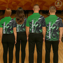 Load image into Gallery viewer, Custom Green Thunder Lightning Patriotic Dragon Bowling Shirts, Freedom US Flag Bowling Jerseys Bowlers Outfit IPHW10484