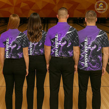 Load image into Gallery viewer, Custom Purple Thunder Lightning Patriotic Dragon Bowling Shirts, Freedom US Flag Bowling Jerseys Bowlers Outfit IPHW10485