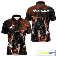 Load image into Gallery viewer, Orange Thunder Lightning Custom Panther Men Bowling Polo Shirts, Panther Bowling Jerseys IPHW10791