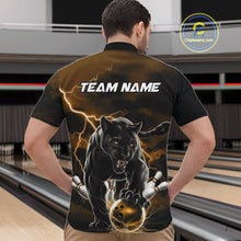 Load image into Gallery viewer, Yellow Thunder Lightning Custom Panther Men Bowling Quarter-Zip Shirts, Panther Bowling Jerseys IPHW10792