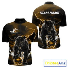 Load image into Gallery viewer, Yellow Thunder Lightning Custom Panther Men Bowling Quarter-Zip Shirts, Panther Bowling Jerseys IPHW10792