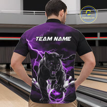 Load image into Gallery viewer, Purple Thunder Lightning Custom Panther Men Bowling Quarter-Zip Shirts, Panther Bowling Jerseys IPHW10795