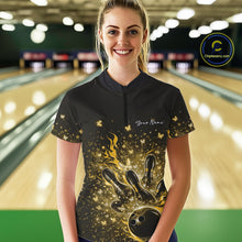 Load image into Gallery viewer, Custom Yellow Elegant Butterfly Bowling Women Quarter-Zip Shirt, Flame Bowlers Jersey IPHW11015