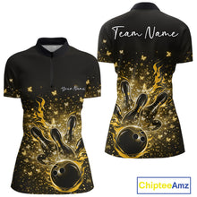 Load image into Gallery viewer, Custom Yellow Elegant Butterfly Bowling Women Quarter-Zip Shirt, Flame Bowlers Jersey IPHW11015