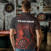 Load image into Gallery viewer, Custom Orange Flame Grim Reaper Skull Dart Men Polo Shirts, Halloween Dart Team Outfits IPHW10024
