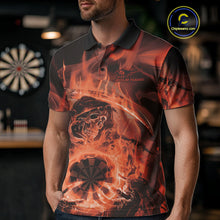 Load image into Gallery viewer, Custom Orange Flame Grim Reaper Halloween Dart Men Polo Shirts For Team, Dart Jerseys IPHW10031