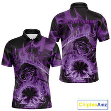 Load image into Gallery viewer, Custom Purple Flame Grim Reaper Halloween Dart Men Polo Shirts For Team, Dart Jerseys IPHW10032
