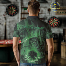 Load image into Gallery viewer, Custom Green Flame Grim Reaper Halloween Dart Men Polo Shirts For Team, Dart Jerseys IPHW10033
