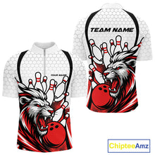Load image into Gallery viewer, Custom Red Lion Bowling Men Quarter-Zip Shirt, Lion Bowling Team League Shirt IPHW10124