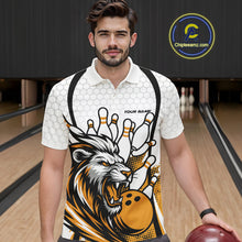 Load image into Gallery viewer, Custom Yellow Lion Bowling Men Polo Shirt, Lion Bowling Team League Shirt IPHW10126