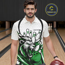 Load image into Gallery viewer, Custom Green Lion Bowling Men Polo Shirt, Lion Bowling Team League Shirt IPHW10127