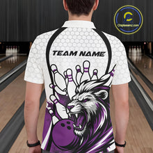 Load image into Gallery viewer, Custom Purple Lion Bowling Men Polo Shirt, Lion Bowling Team League Shirt IPHW10128