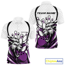 Load image into Gallery viewer, Custom Purple Lion Bowling Men Polo Shirt, Lion Bowling Team League Shirt IPHW10128
