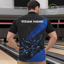 Load image into Gallery viewer, Custom Black And Blue Flame Men Bowling Team Shirts, Bowling League Shirt Bowler Jerseys IPHW11291