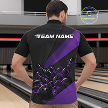 Load image into Gallery viewer, Custom Black And Purple Flame Men Bowling Shirts, Bowling League Shirt Bowler Jerseys IPHW11294