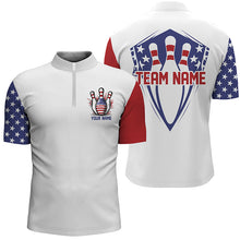 Load image into Gallery viewer, American Flag Bowling Pins Custom Bowling Team Shirts Men And Women, Patriotic Bowling Jerseys IPHW6611