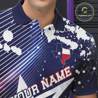 Custom Texas Flag Bowling Team Jerseys, Texas Bowling Men Polo Shirt IPHW11641