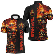 Load image into Gallery viewer, Custom Flame Skull Bowling Shirts For Men, Halloween Bowling Outfits For Bowling Team IPHW7169