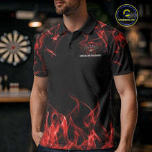 Load image into Gallery viewer, Custom Red Orange Flame Skull With Wings Dart Polo Shirt For Men, Halloween Dart Outfit IPHW10041