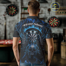 Load image into Gallery viewer, Custom Blue Flame Skull With Wings Dart Polo Shirt For Men, Halloween Dart Outfit IPHW10042