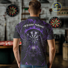 Load image into Gallery viewer, Custom Purple Flame Skull With Wings Dart Polo Shirt For Men, Halloween Dart Outfit IPHW10043