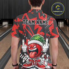 Load image into Gallery viewer, Custom Funny Christmas Bowling Men Polo Shirts, Crazy Bowling Ball Xmas Outfit IPHW10130