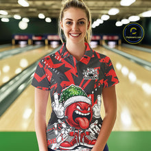 Load image into Gallery viewer, Custom Funny Christmas Bowling Women Polo Shirts, Crazy Bowling Ball Xmas Outfit IPHW10130