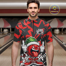 Load image into Gallery viewer, Custom Funny Christmas Bowling Men Quarter-Zip Shirts, Crazy Bowling Ball Xmas Outfit IPHW10130