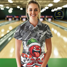 Load image into Gallery viewer, Custom Funny Christmas Bowling Women Polo Shirts, Crazy Bowling Ball Xmas Outfit IPHW10134