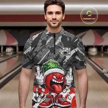 Load image into Gallery viewer, Custom Funny Christmas Bowling Men Quarter-Zip Shirts, Crazy Bowling Ball Xmas Outfit IPHW10134