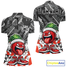 Load image into Gallery viewer, Custom Funny Christmas Bowling Women Quarter-Zip Shirts, Crazy Bowling Ball Xmas Outfit IPHW10134