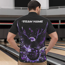 Load image into Gallery viewer, Black And Purple Eagle Break Glass Custom Bowling Quarter-Zip Shirts For Men, Bowling Team Shirt IPHW8397