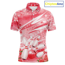 Load image into Gallery viewer, Custom Red Heart Valentine Bowling Couples Shirt, Heart And Roses Bowling Husband And Wife Gifts With Name IPHW10517