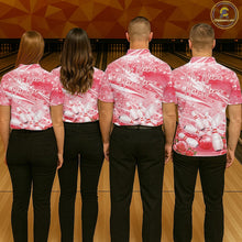 Load image into Gallery viewer, Custom Red Heart Valentine Bowling Couples Shirt, Heart And Roses Bowling Husband And Wife Gifts With Name IPHW10517